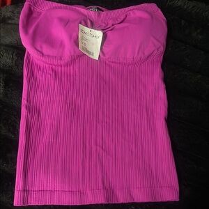 Bebe Pink Ribbed Bustier Tank Top
